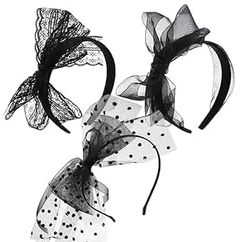 ち*ぴ様 lace ribbon head dress black depend Amazon.com: Hicarer 3 Pieces 80's Black Lace Headband with